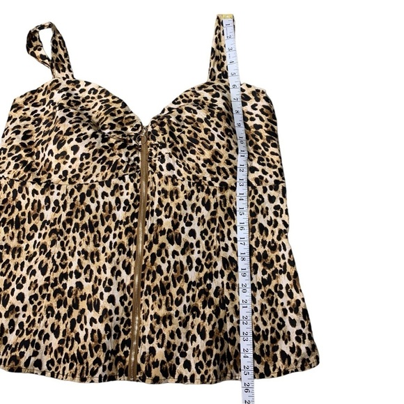 Sleeveless Leopard Print Spandex Zipper Front Sweetheart Strap Top 3XL size - Picture 12 of 14